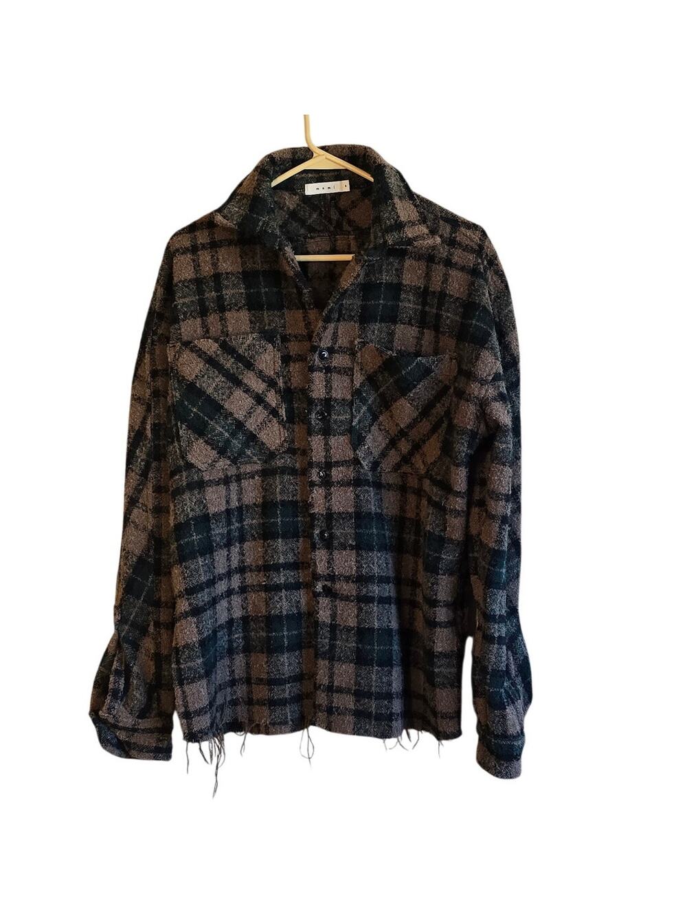MNML mens oversize plaid warm loose knit jacket size small